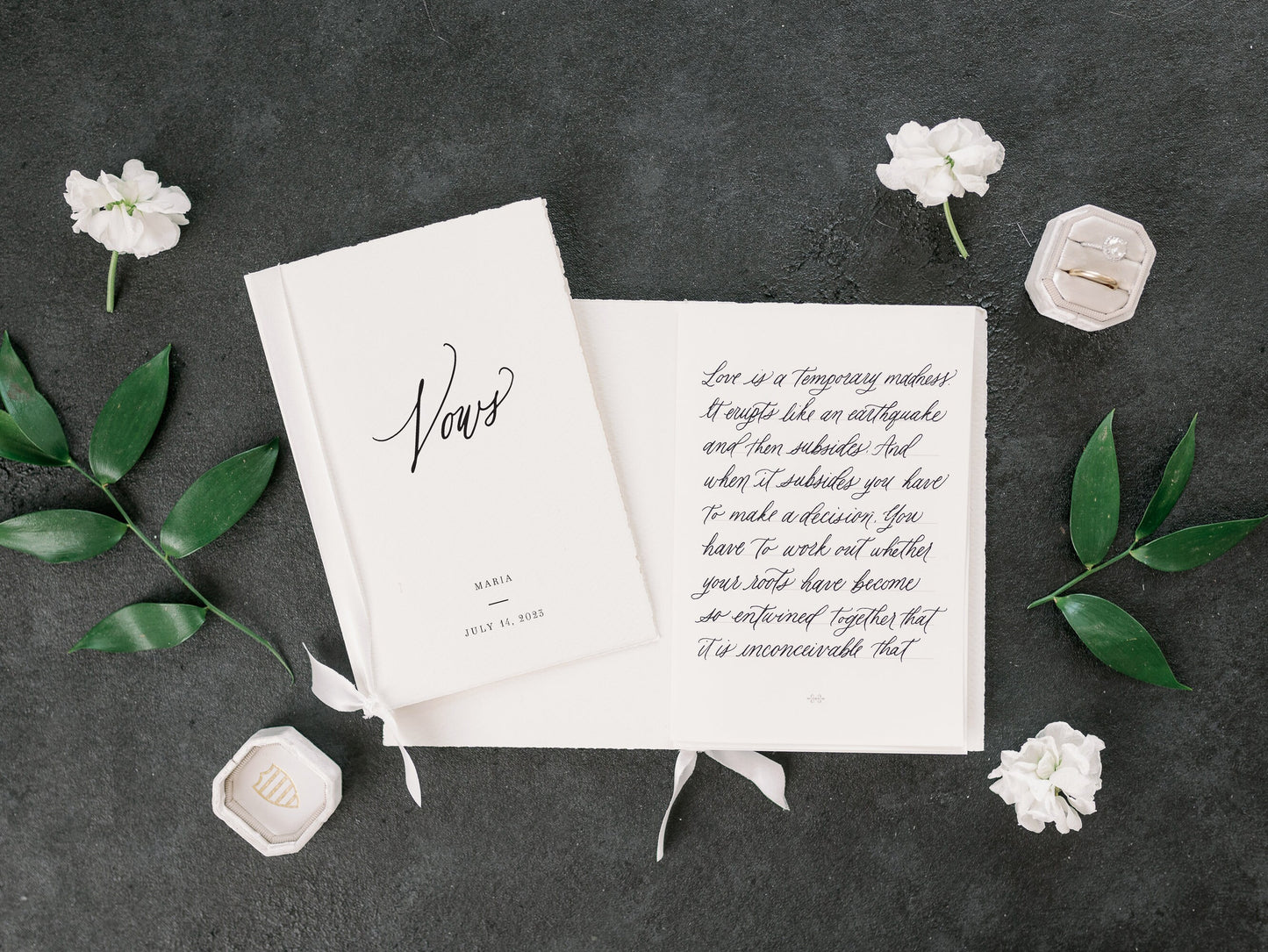 Calligraphy "Vows" Personalized Vow Book