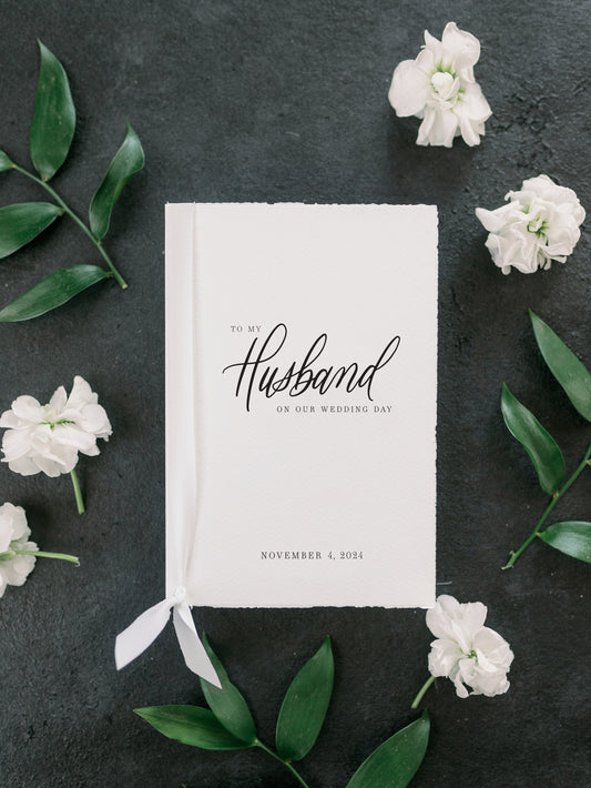 To My Husband on our Wedding Day Card and Vow Book