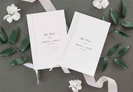 His and Her Classic Book Style Personalized Vow Books